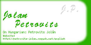 jolan petrovits business card