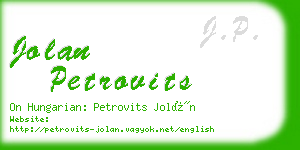 jolan petrovits business card